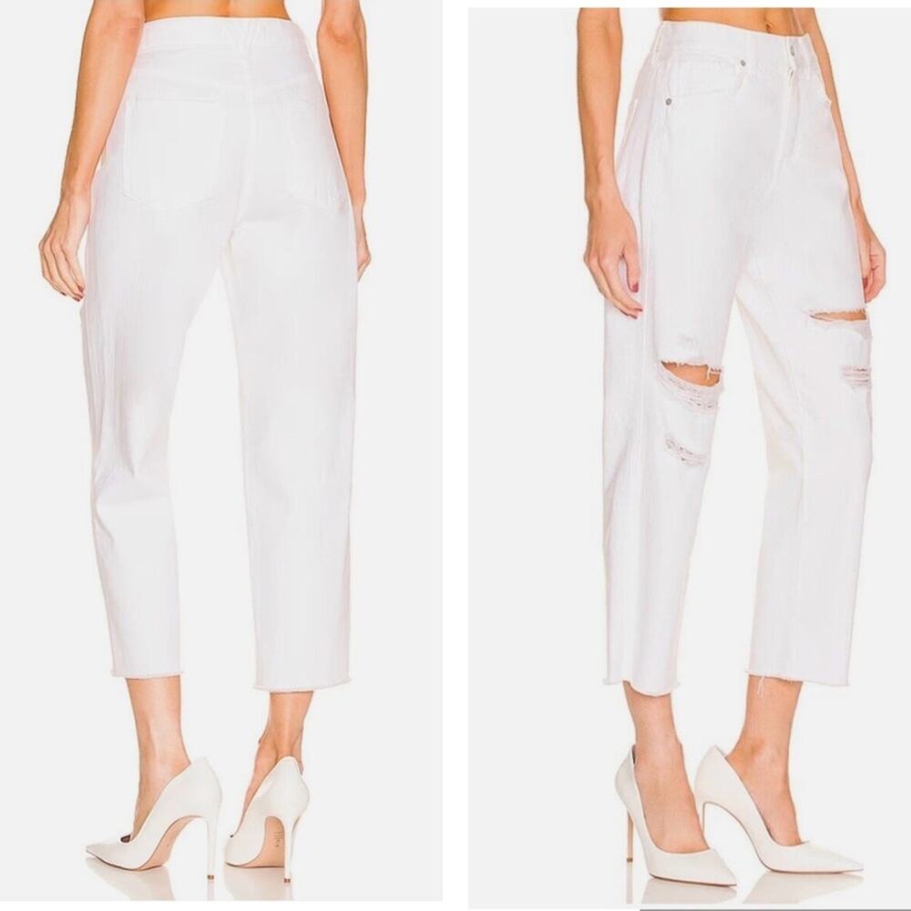VERONICA BEARD Women’s White Blake Crop Classic Straight High Rise Jeans